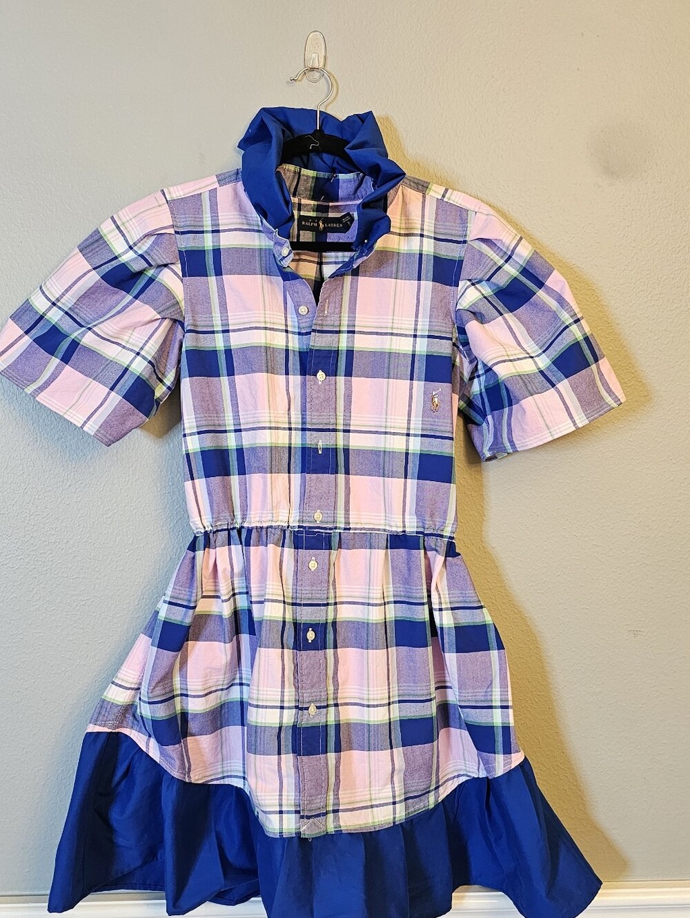 Ralph Lauren Pink, Blue  Plaid Shirt Dress - Picture 10 of 14